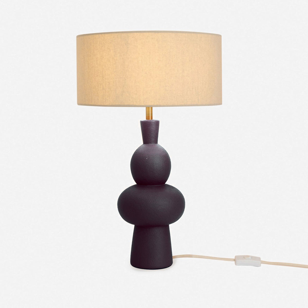 Freyja Ceramic Table Lamp in Black with Cream Cotton Shade