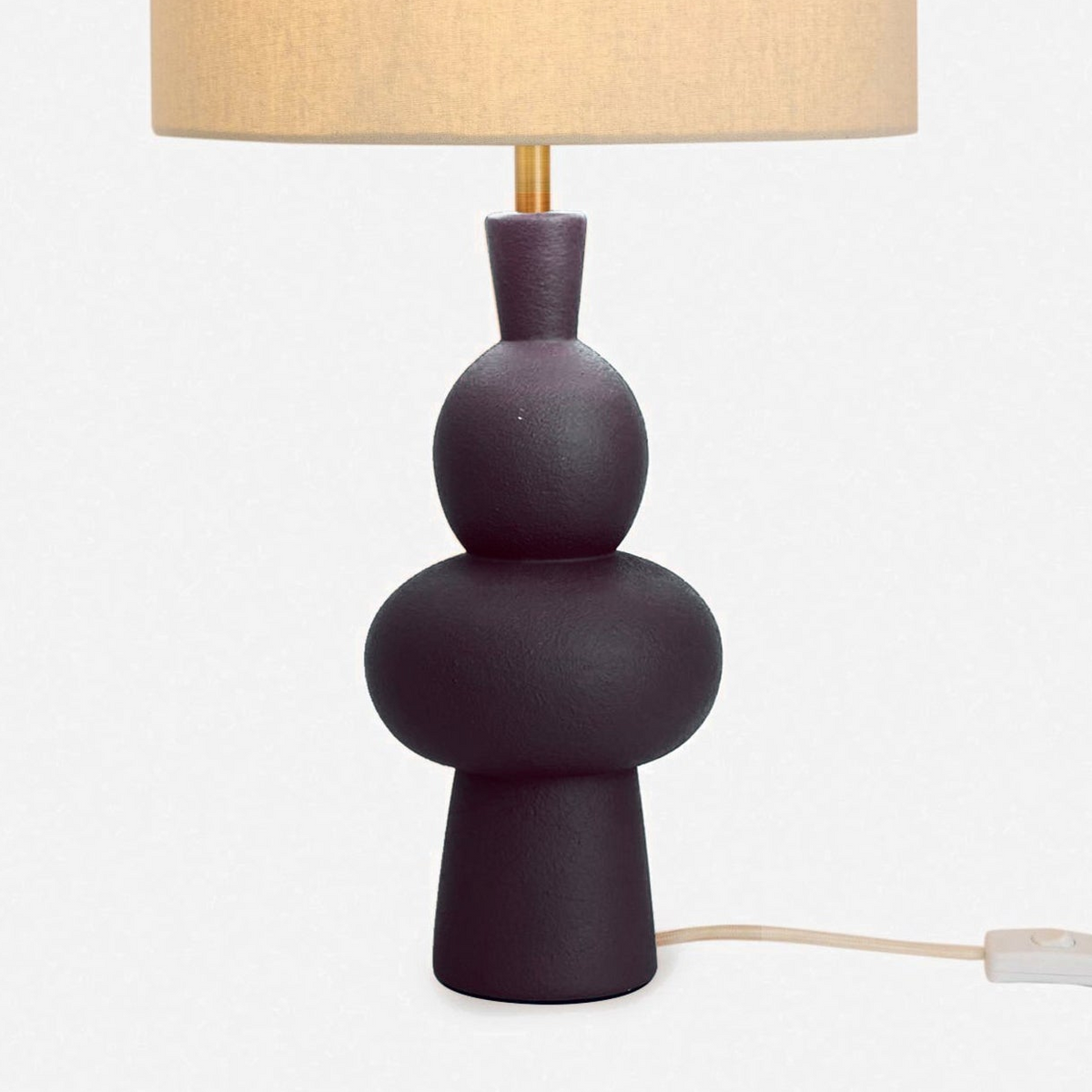 Freyja Ceramic Table Lamp in Black with Cream Cotton Shade