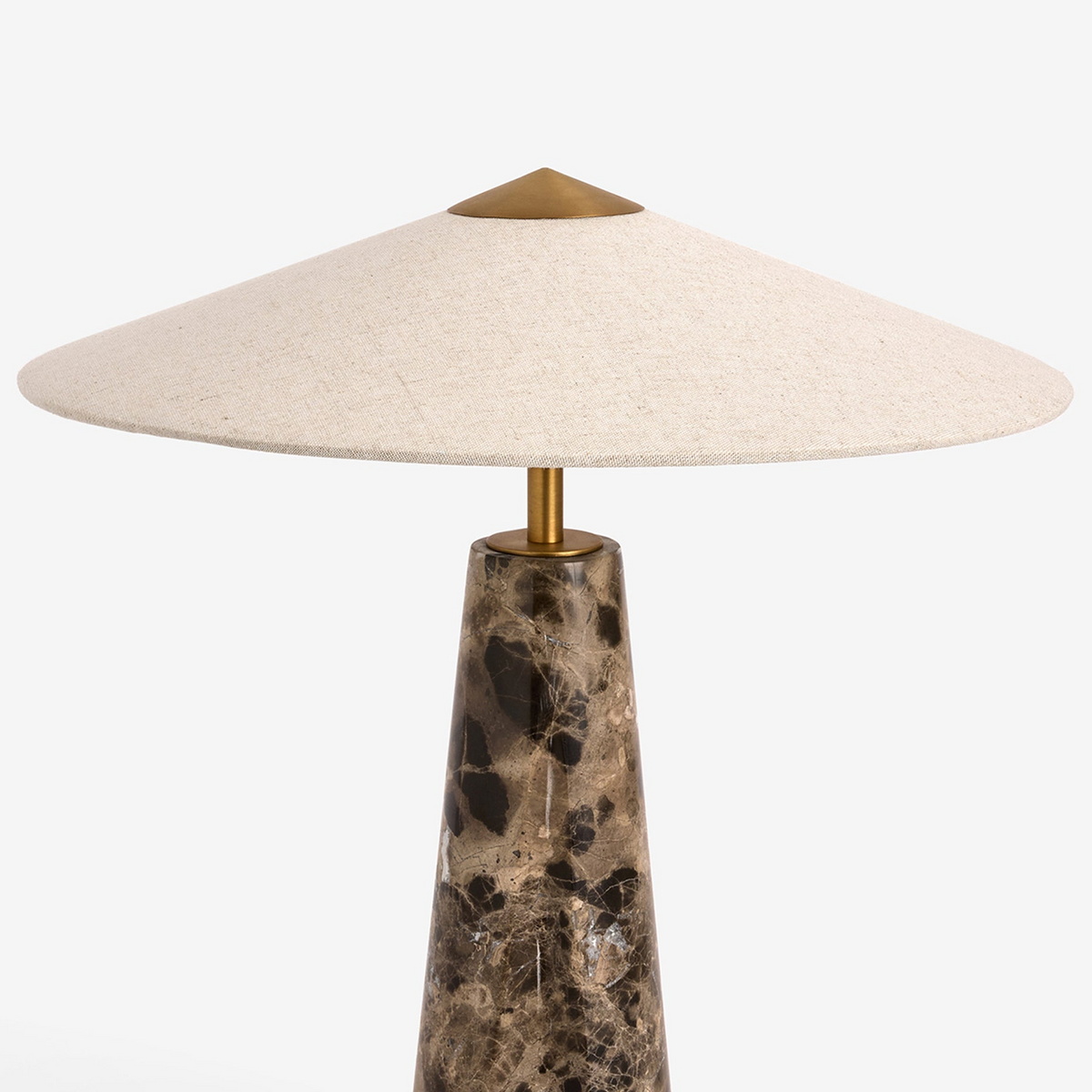 Heath Marble Table Lamp in Black & Brown with Faux Linen Shade