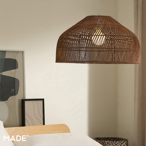 Java Large Natural Dark Rattan Shade