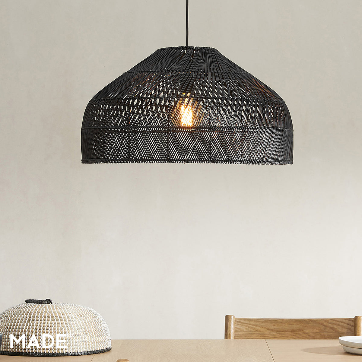 Java Large Black Rattan Shade