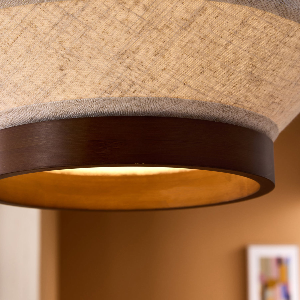 Layla Natural Linen Shade with Walnut Stained Ash Wood Detail