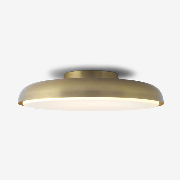 Nura IP44 Semi Flush LED Bathroom Ceiling Light in Antique Brass