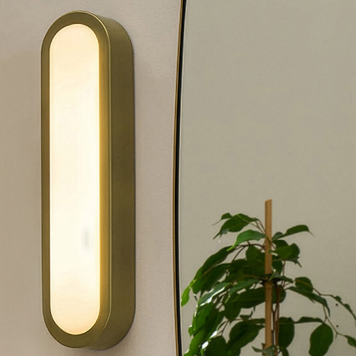 Nura IP44 LED Bathroom Wall Light in Antique Brass