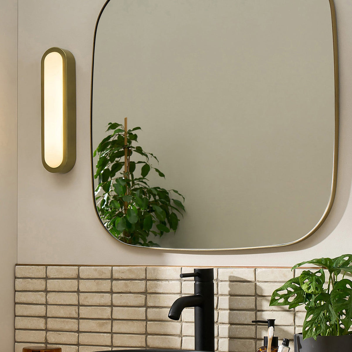 Nura IP44 LED Bathroom Wall Light in Antique Brass