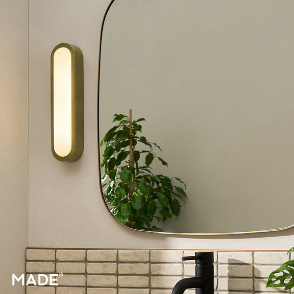 Nura IP44 LED Bathroom Wall Light in Antique Brass