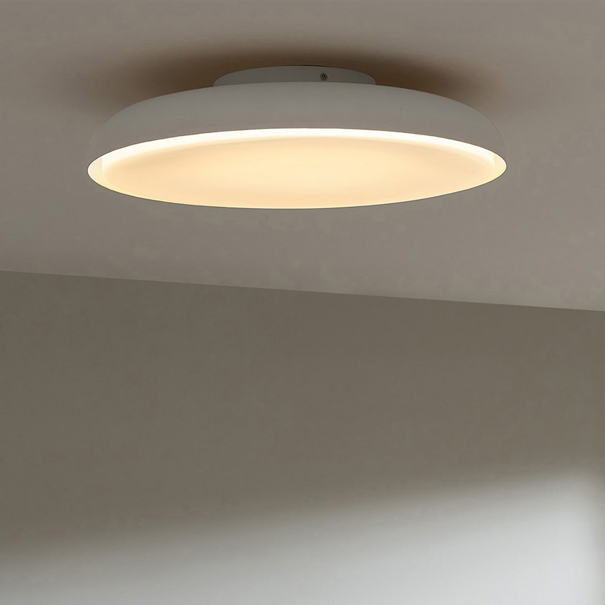 Nura IP44 Semi Flush LED Bathroom Ceiling Light in Matt Ivory