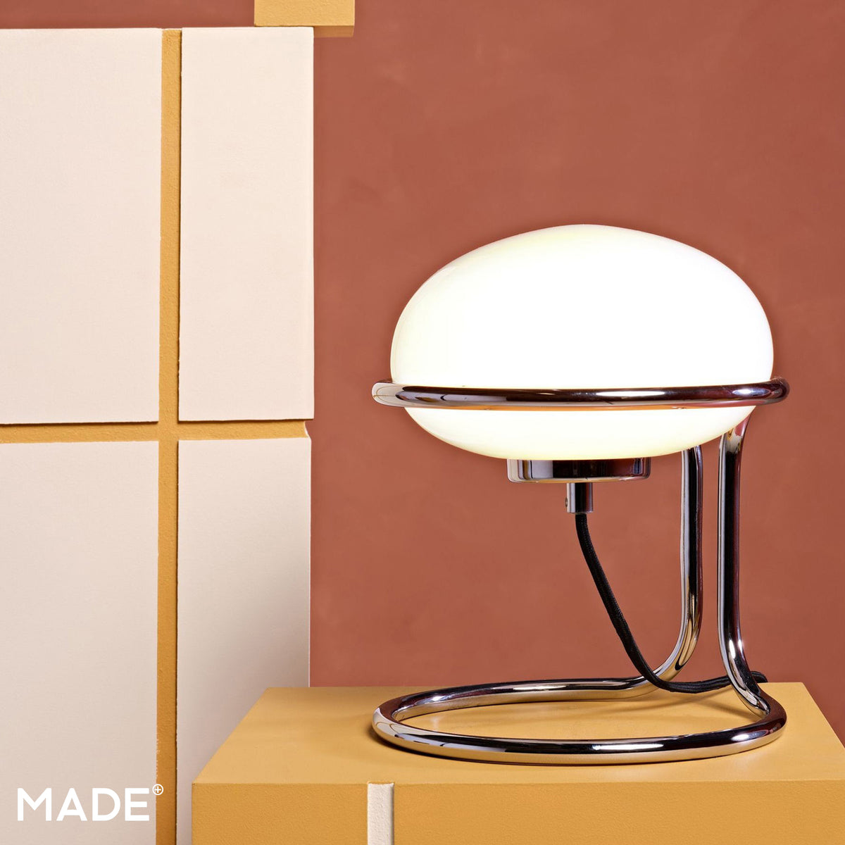 Piper Table Lamp in Chrome with Opal Glass Diffuser