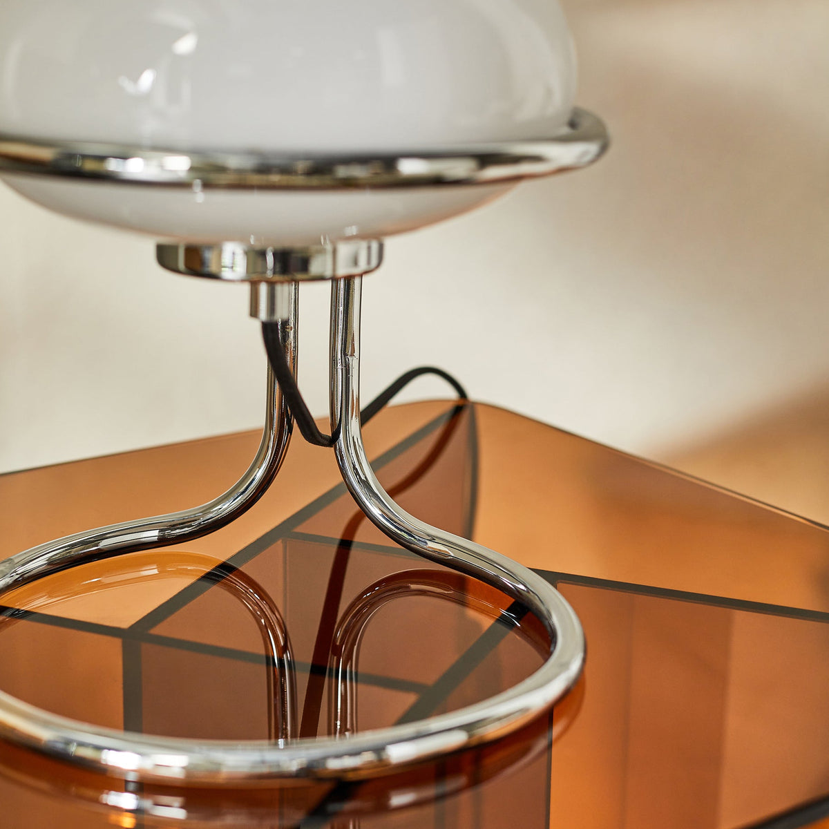 Piper Table Lamp in Chrome with Opal Glass Diffuser