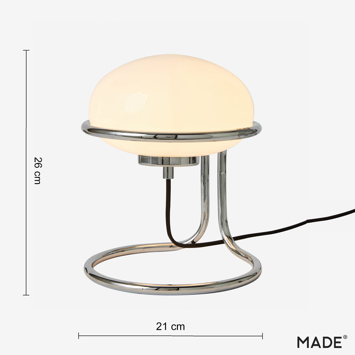 Piper Table Lamp in Chrome with Opal Glass Diffuser