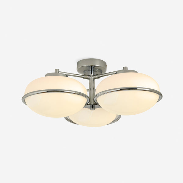Piper 3 Light Semi Flush Ceiling in Polished Chrome with Opal Glass Shades