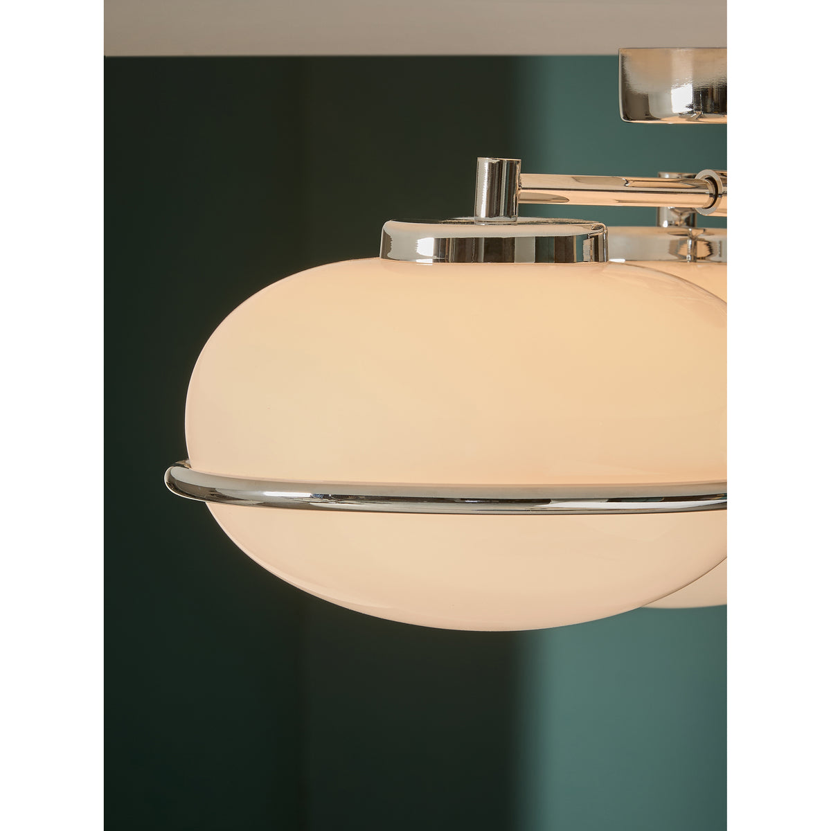 Piper 3 Light Semi Flush Ceiling in Polished Chrome with Opal Glass Shades