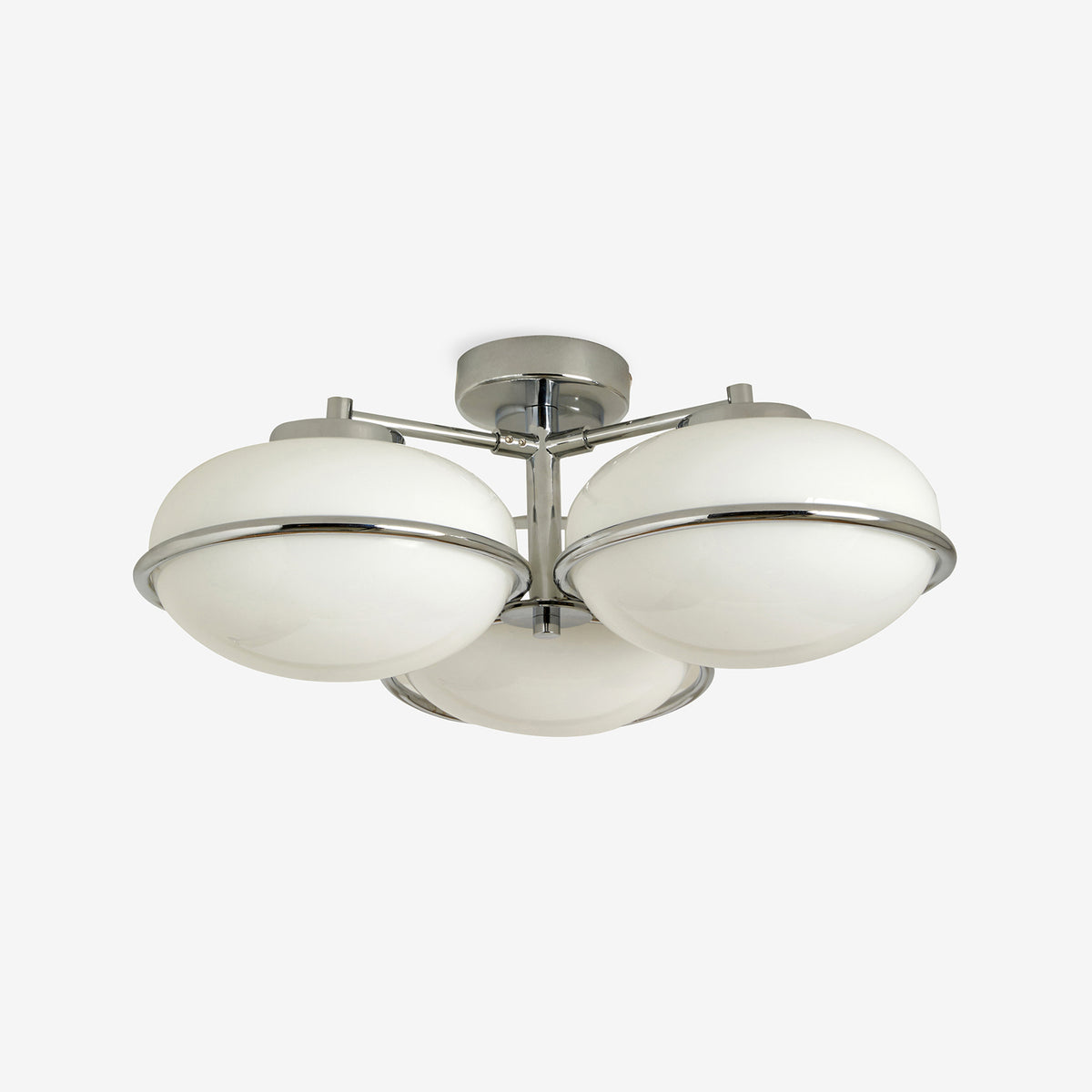 Piper 3 Light Semi Flush Ceiling in Polished Chrome with Opal Glass Shades