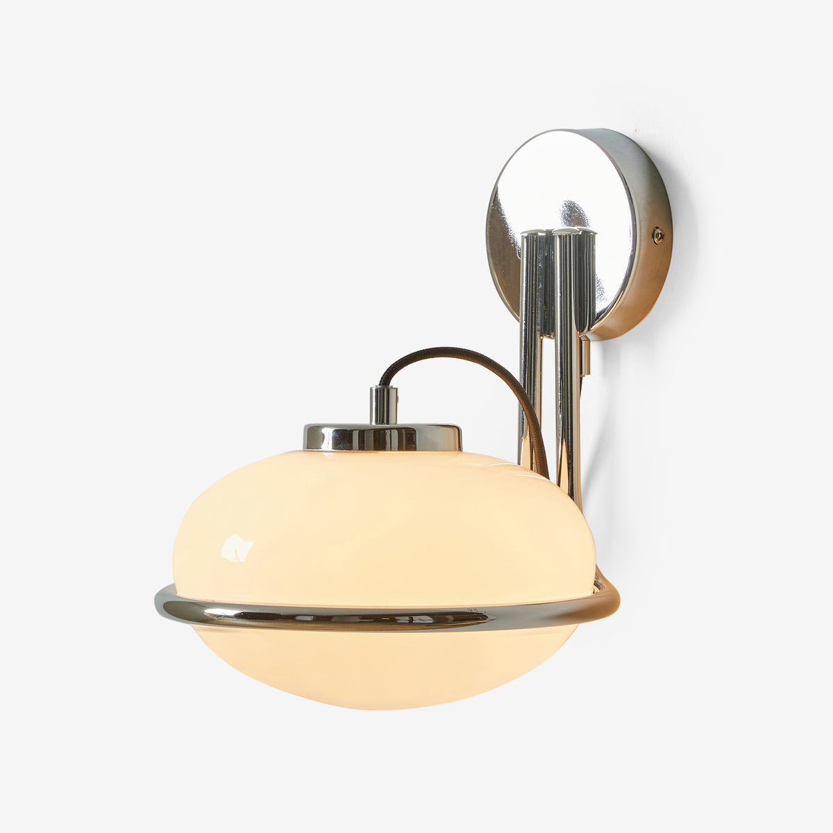 Piper Wall Light in Polished Chrome with Opal Glass Shade