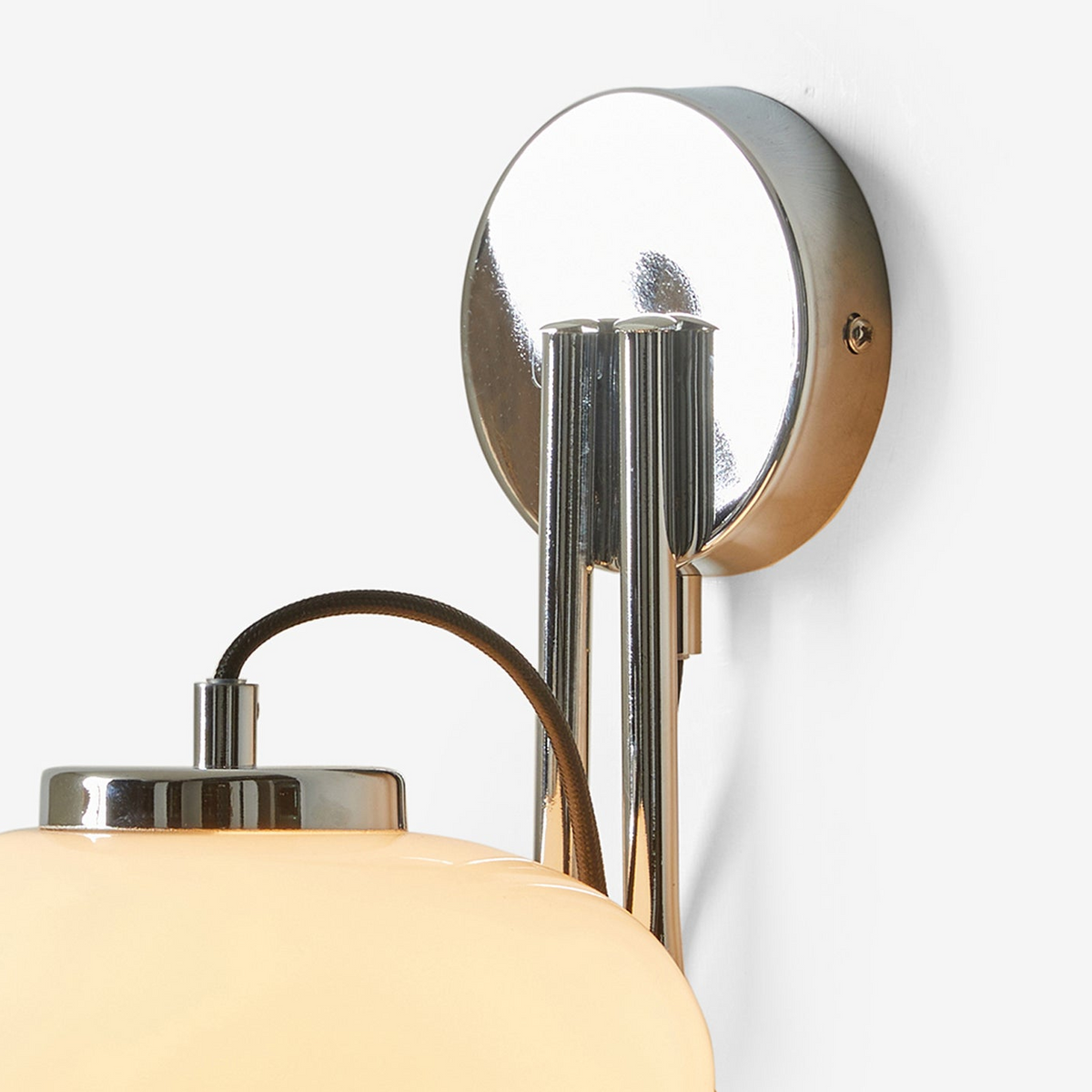 Piper Wall Light in Polished Chrome with Opal Glass Shade