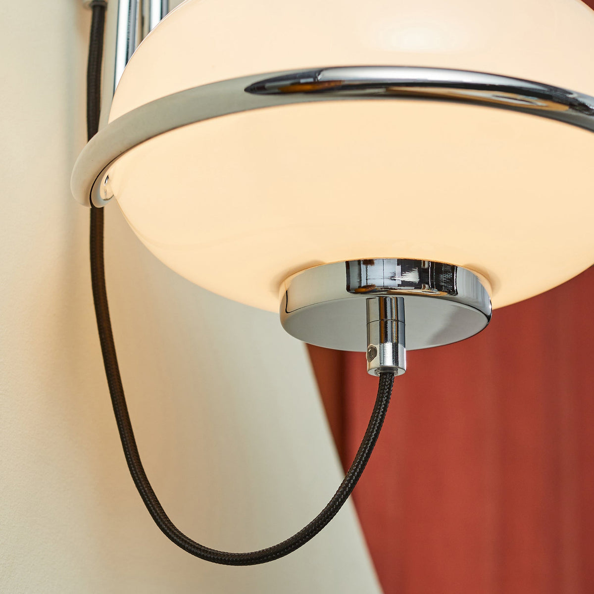 Piper Wall Light in Polished Chrome with Opal Glass Shade