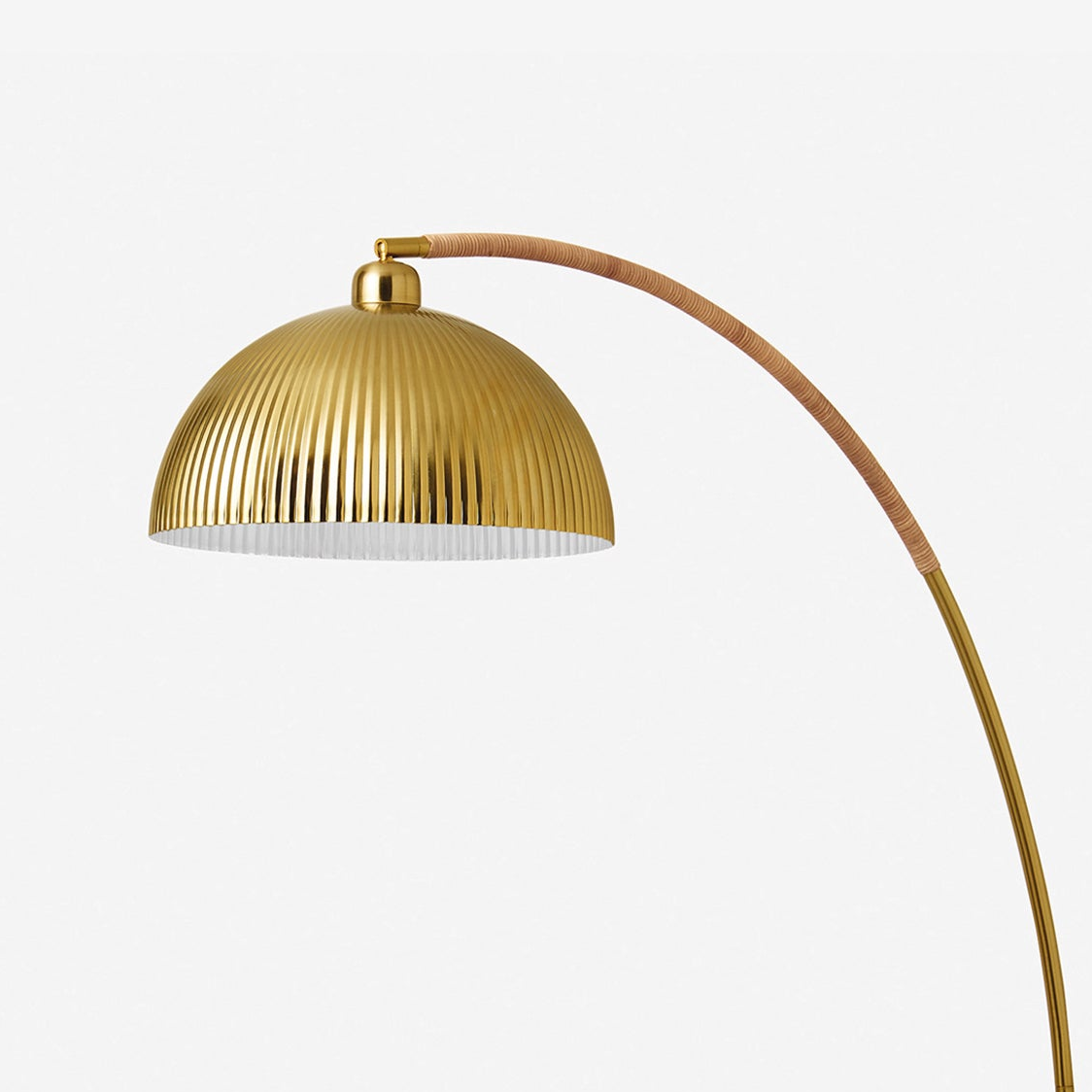 Shell Floor Lamp in Gold & Rattan
