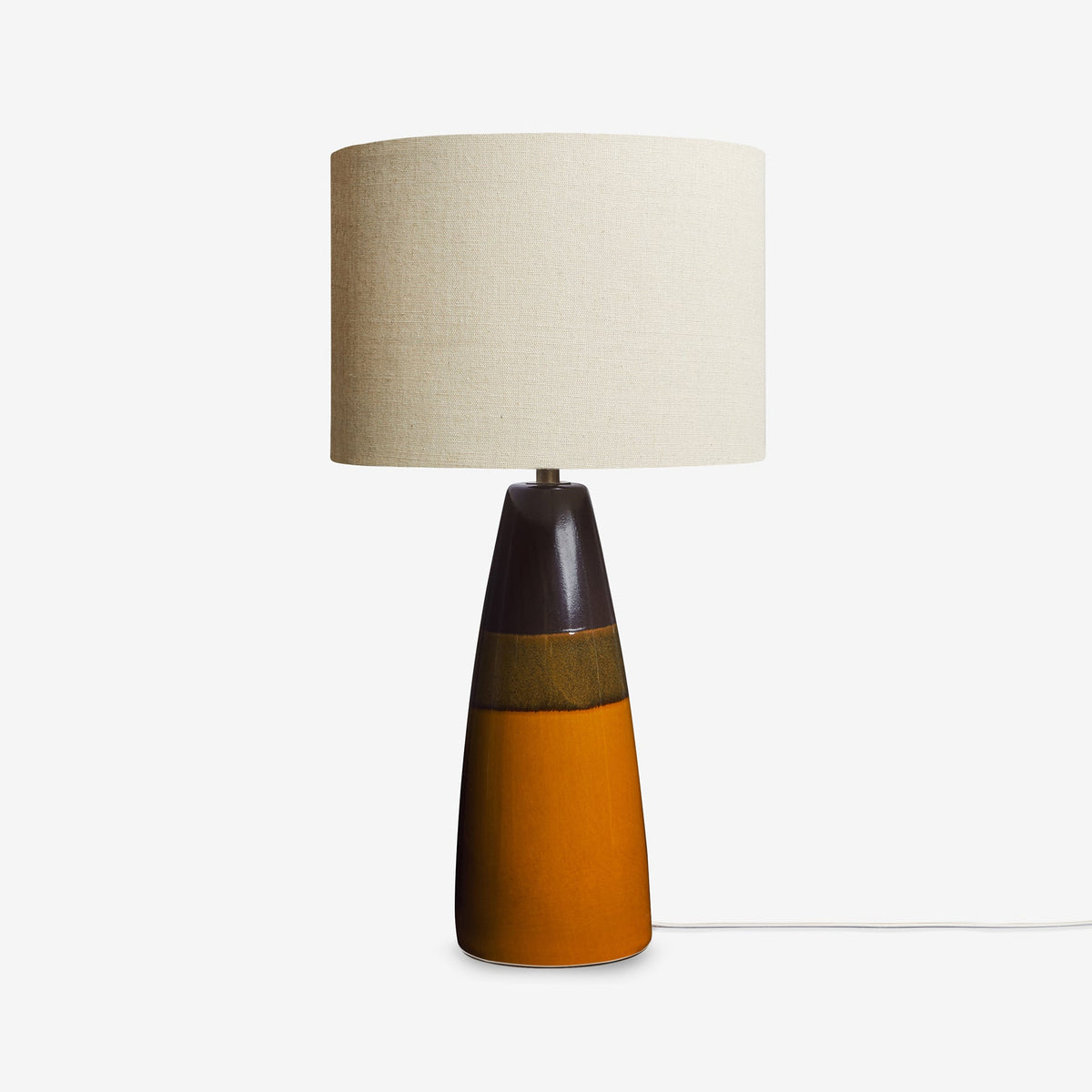 Vince Ceramic Table Lamp in Brown with Natural Linen Shade