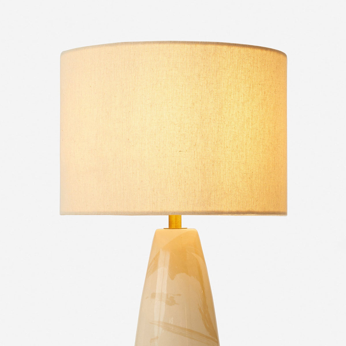 Vince Ceramic Table Lamp in Cream with Natural Linen Shade