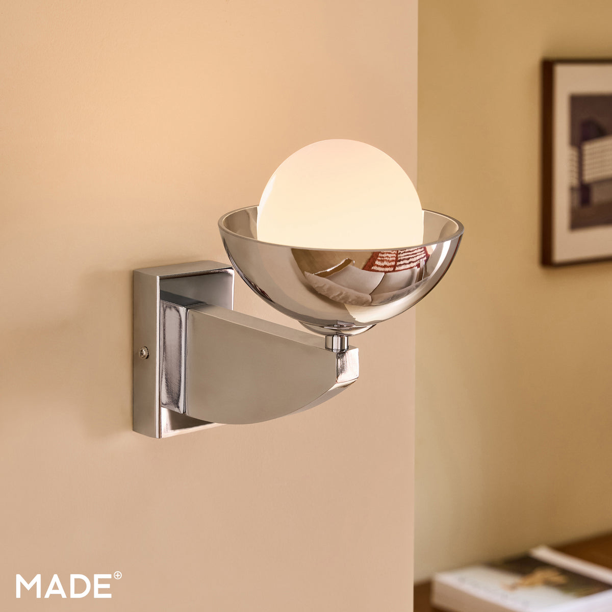 Layla Wall Light in Chrome with Chromed Outer & Opal Inner Glass Shade