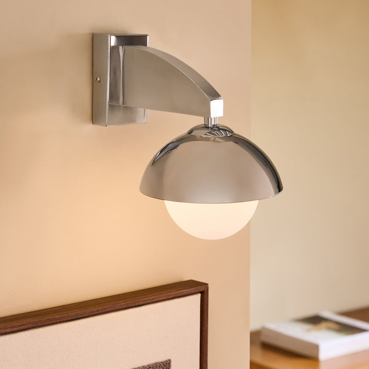 Layla Wall Light in Chrome with Chromed Outer & Opal Inner Glass Shade