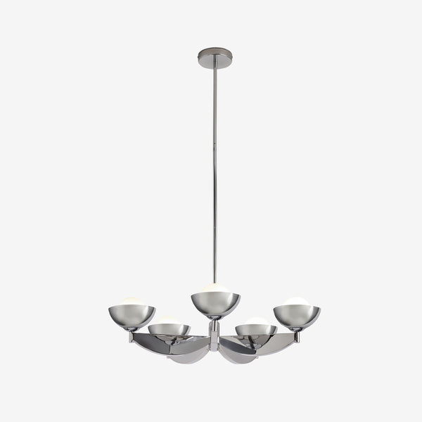 Layla 5 Light Pendant in Chrome with Chromed Outer & Opal Inner Glass Shades