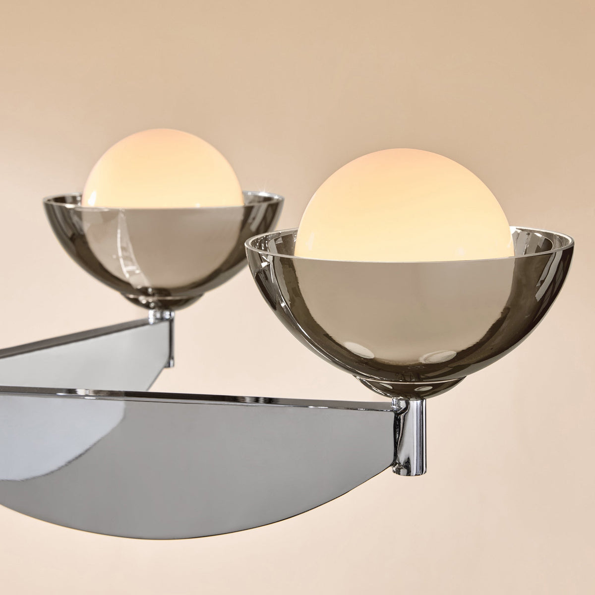 Layla 5 Light Pendant in Chrome with Chromed Outer & Opal Inner Glass Shades