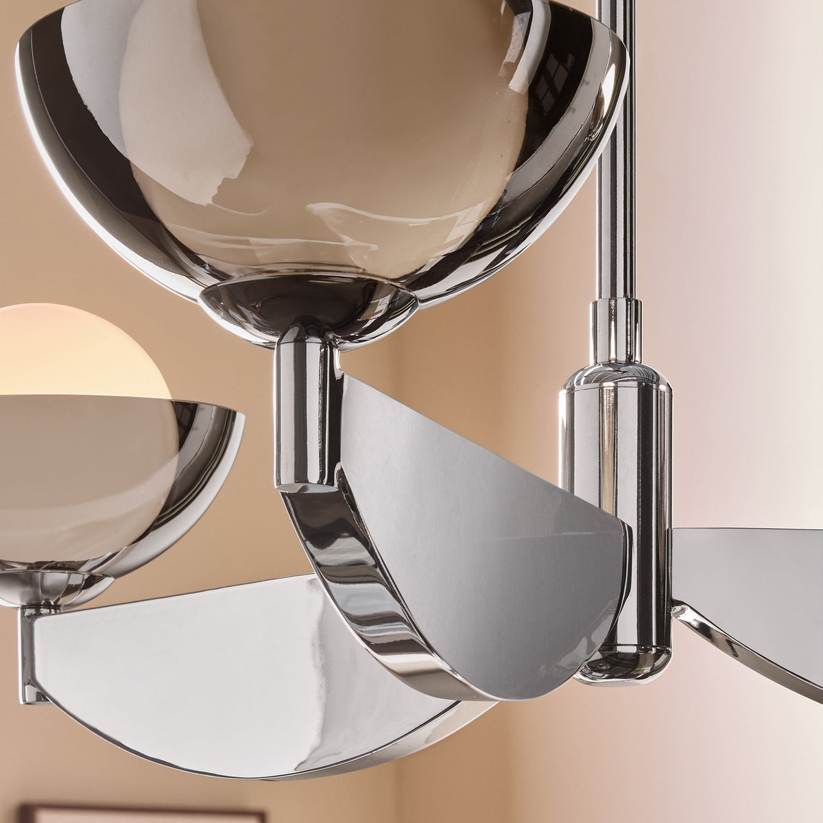Layla 3 Light Pendant in Chrome with Chromed Outer & Opal Inner Glass Shades