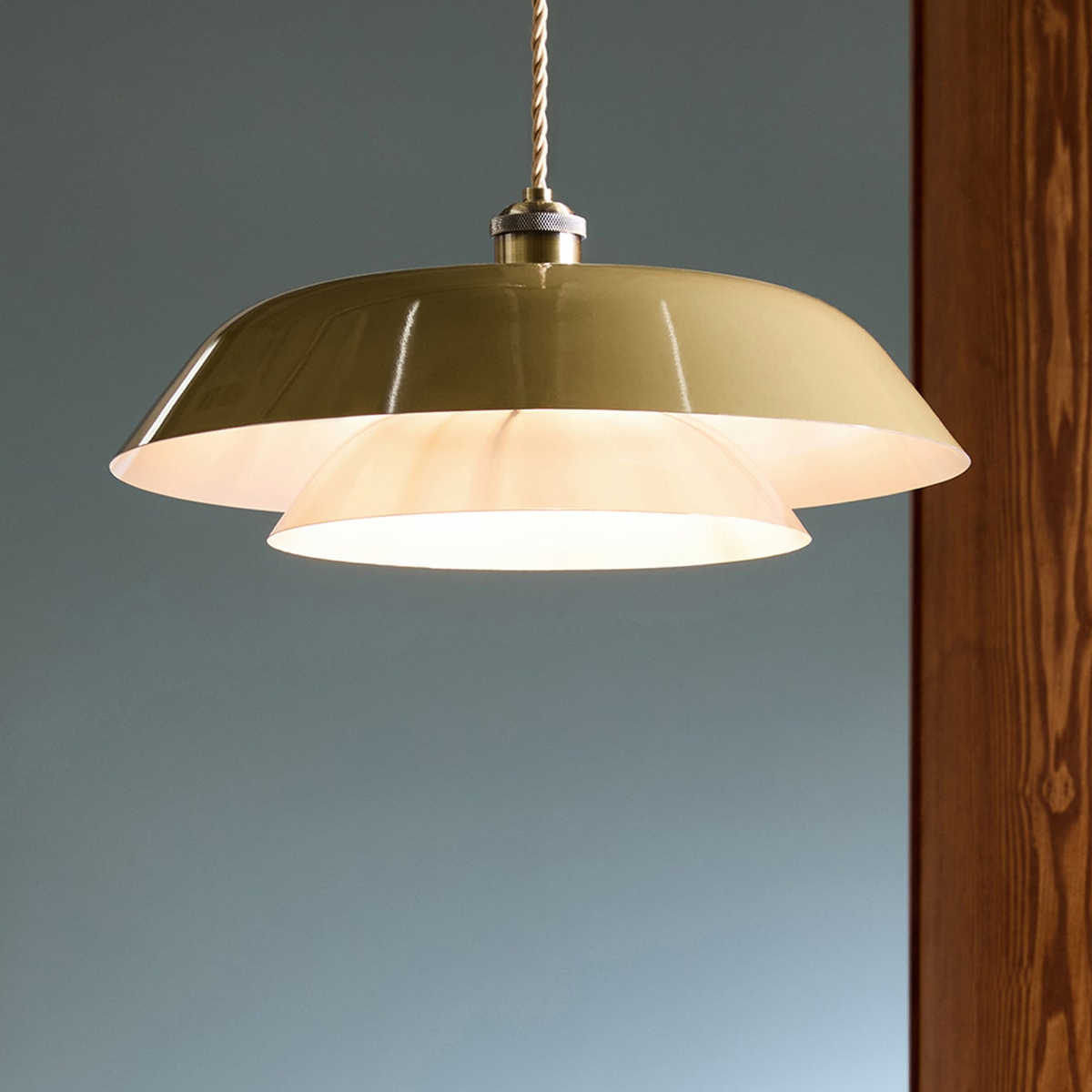 Eero Layered Dome Shade in Gloss Green & Chrome