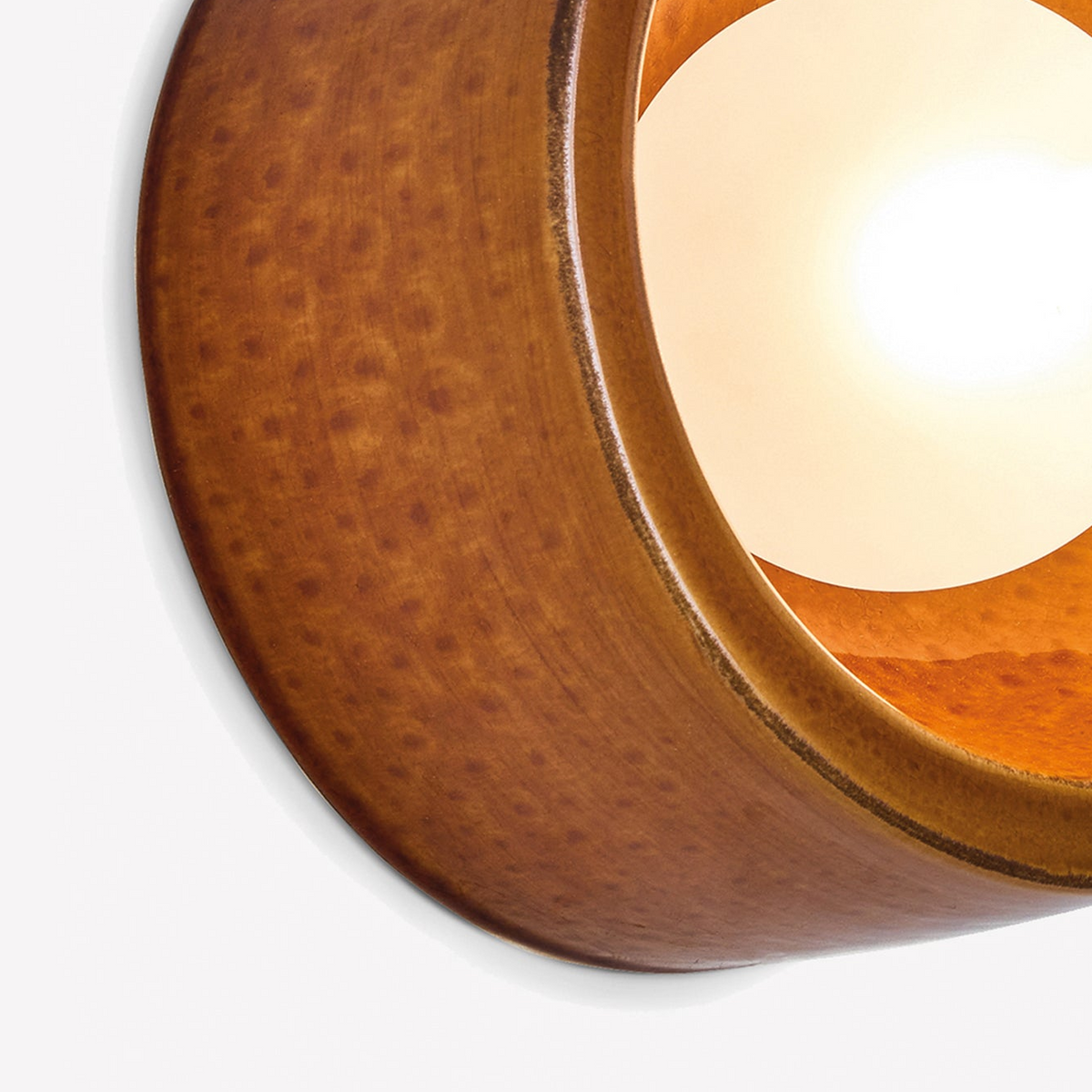 Mavi Ceramic Wall Light in Caramel Brown with Frosted Glass Diffuser