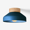 Albert Semi Flush Ceiling Light in Navy Blue with Rubberwood Detail