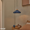 Albert Pendant in Navy Blue with Rubberwood Detail