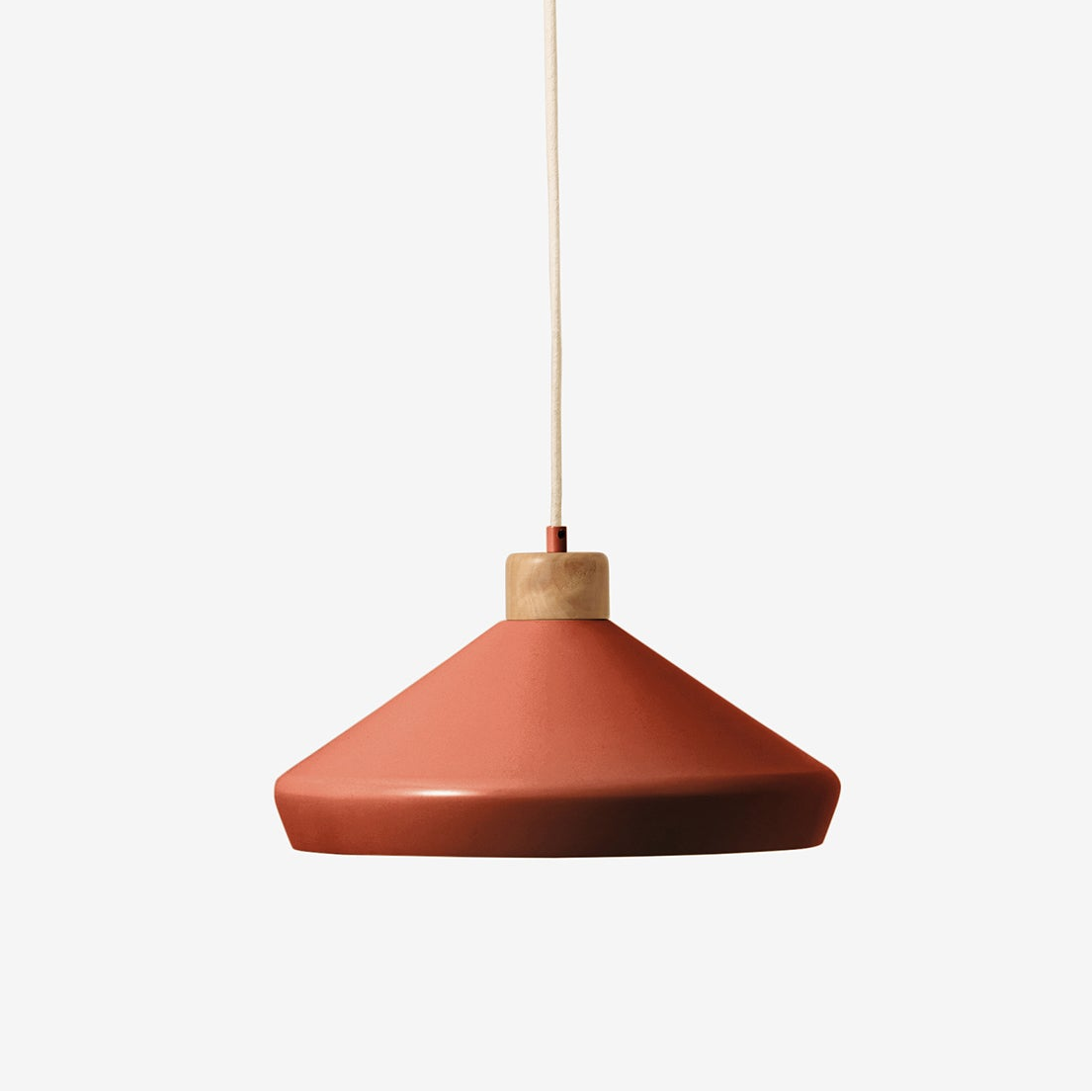 Albert Pendant in Terracotta with Rubberwood Detail