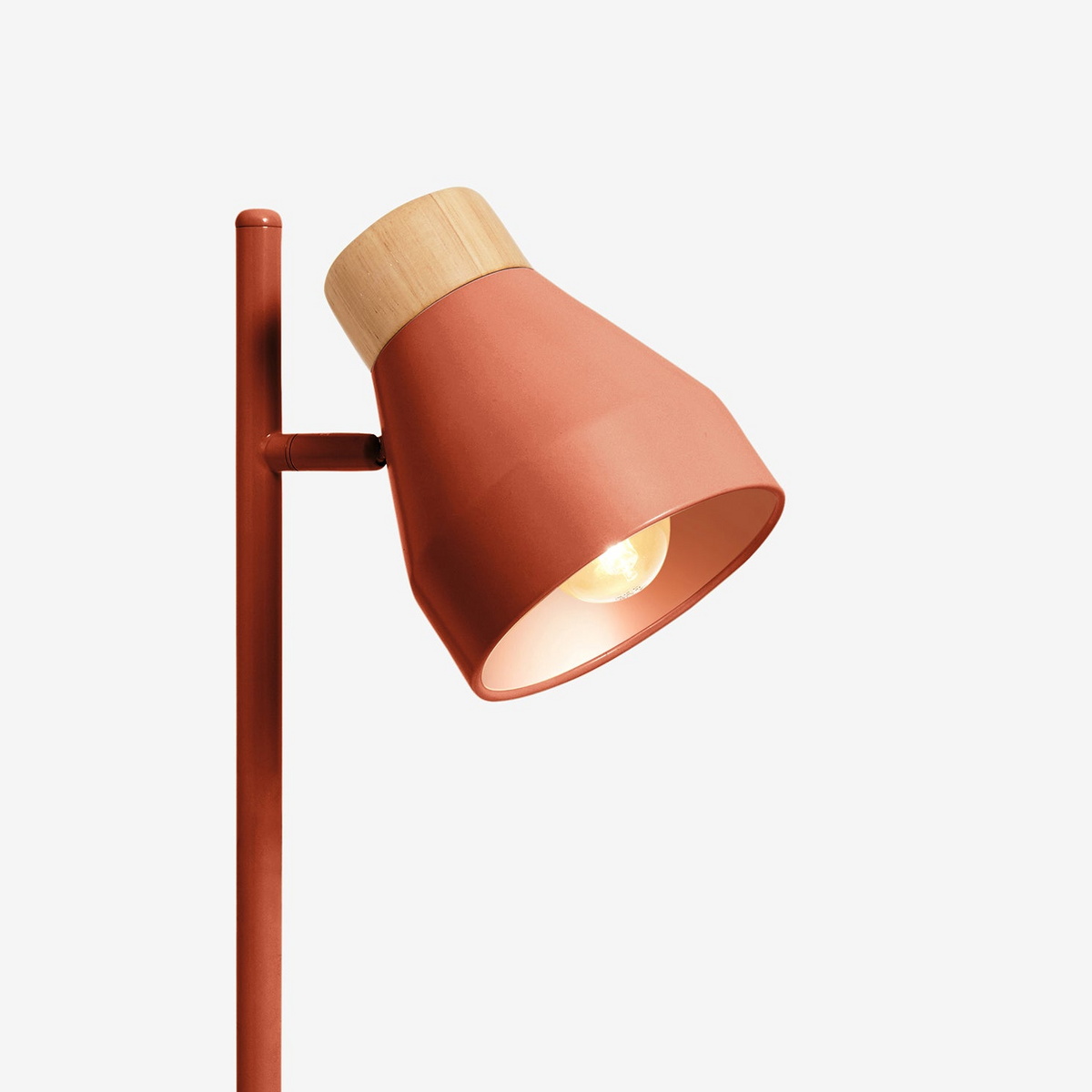 Albert Table Lamp in Terracotta with Rubberwood Detail