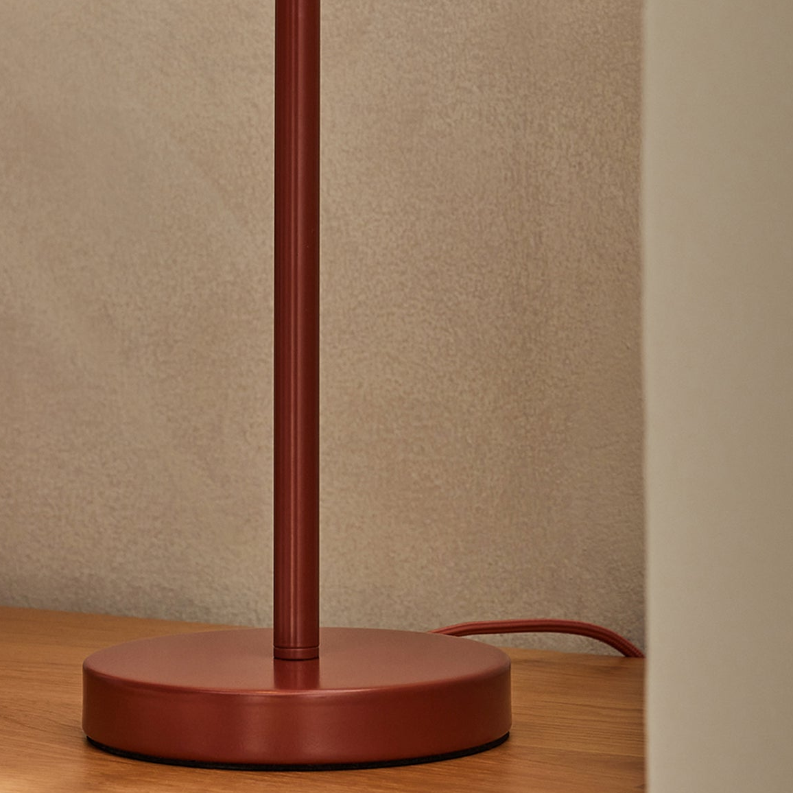 Albert Table Lamp in Terracotta with Rubberwood Detail