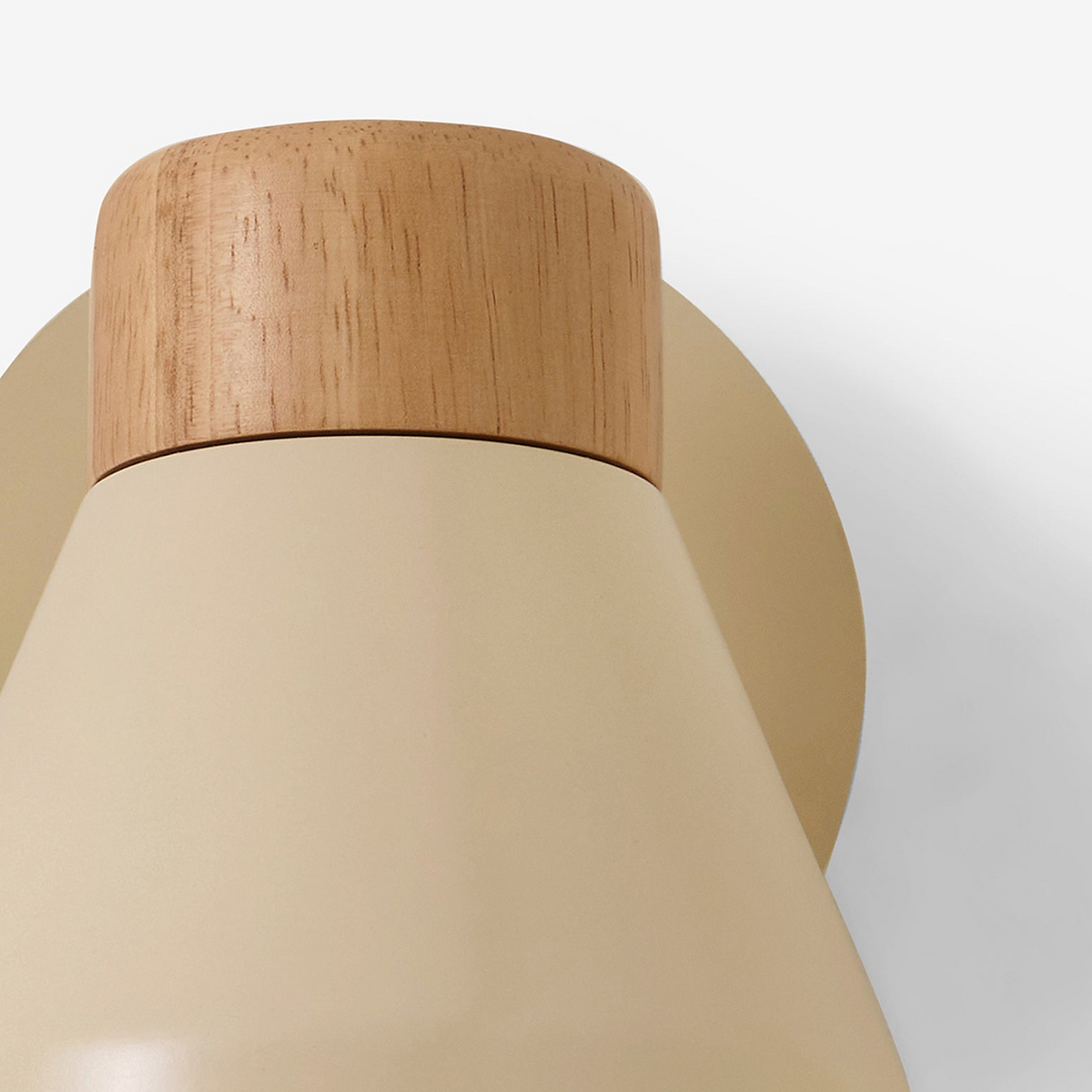 Albert Wall Spotlight in Cream with Rubberwood Detail