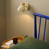 Albert Wall Spotlight in Cream with Rubberwood Detail