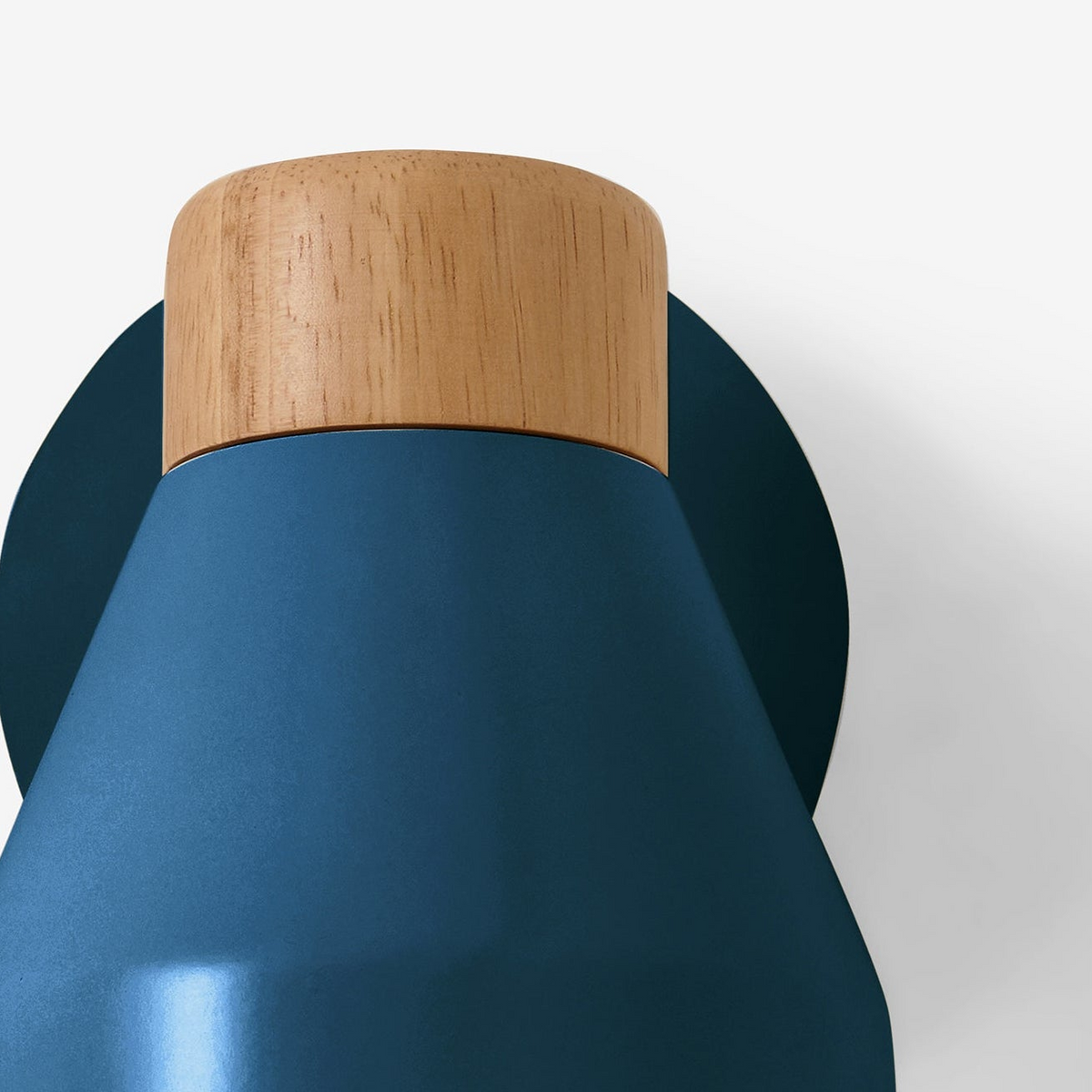 Albert Wall Spotlight in Navy Blue with Rubberwood Detail