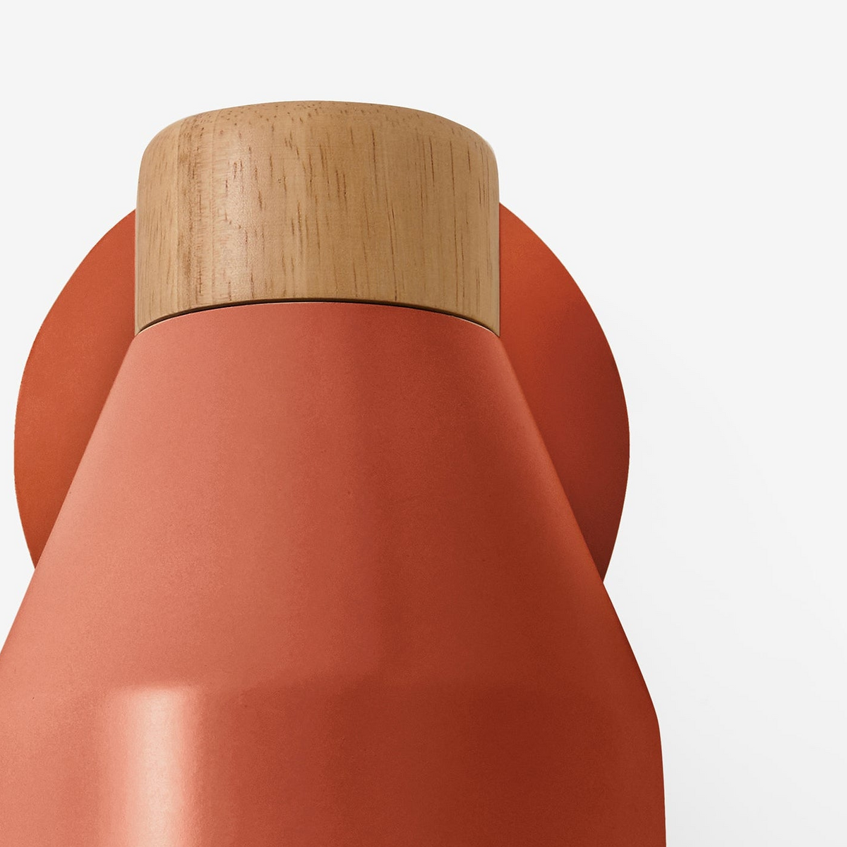 Albert Wall Spotlight in Terracotta with Rubberwood Detail