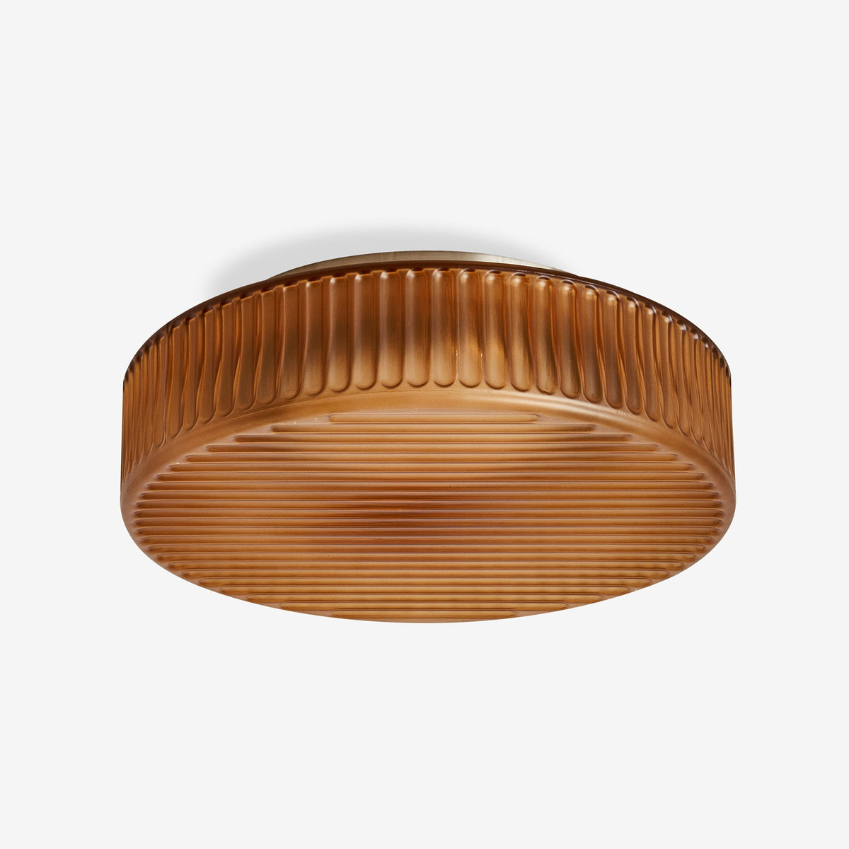 Alma Semi Flush LED Ceiling Light in Brushed Chrome with Amber Brown Glass Shade