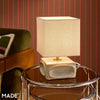 Nell Ceramic Table Lamp in Cream with Square Linen Shade