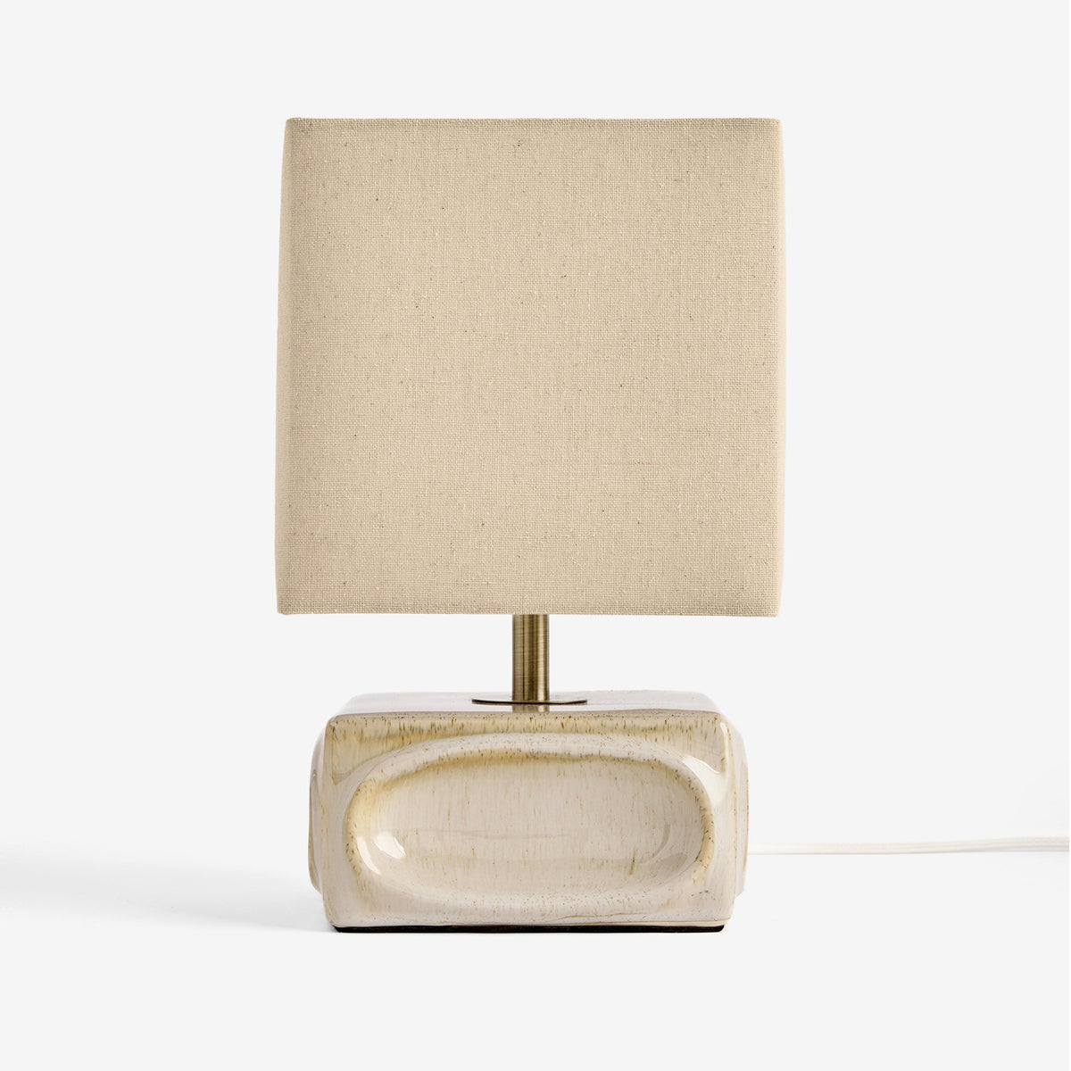 Nell Ceramic Table Lamp in Cream with Square Linen Shade