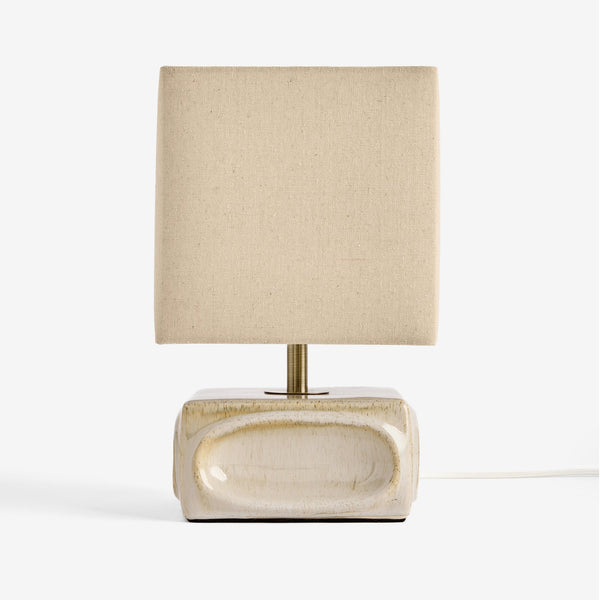 Nell Ceramic Table Lamp in Cream with Square Linen Shade