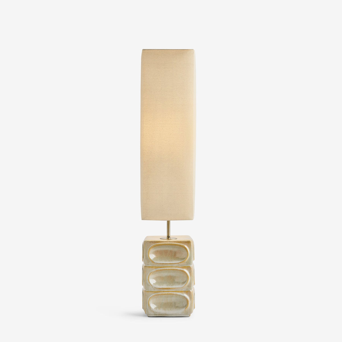 Nell Ceramic Floor Lamp in Cream with Square Linen Shade