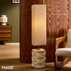 Nell Ceramic Floor Lamp in Cream with Square Linen Shade