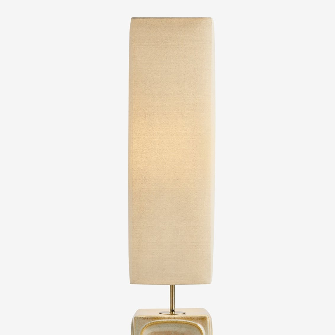 Nell Ceramic Floor Lamp in Cream with Square Linen Shade