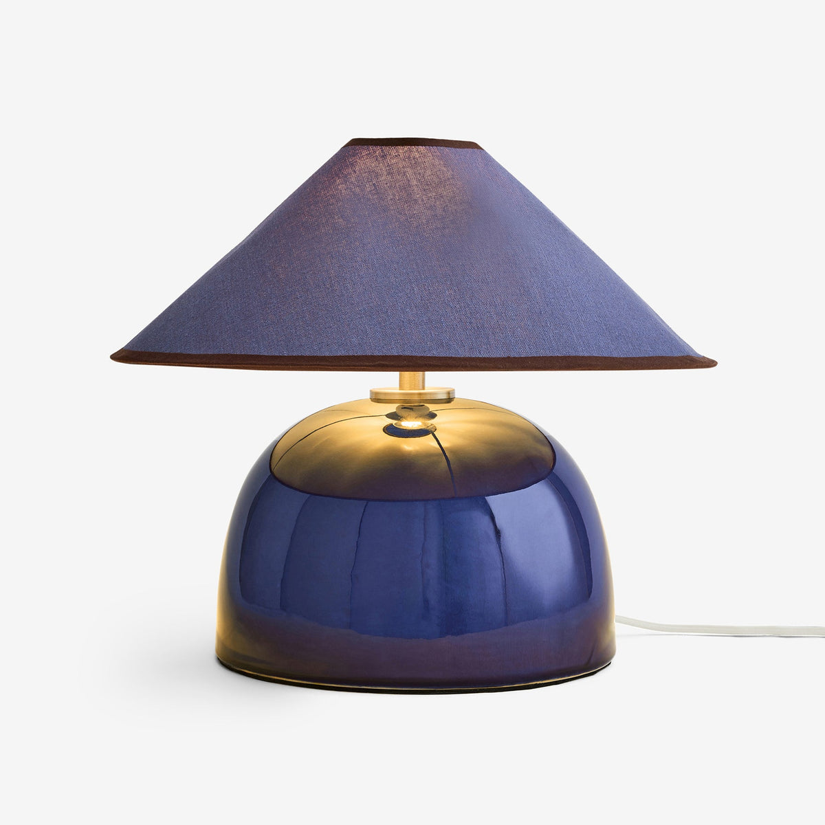Nora Ceramic Table Lamp in Navy Blue with Navy Blue Linen Shade