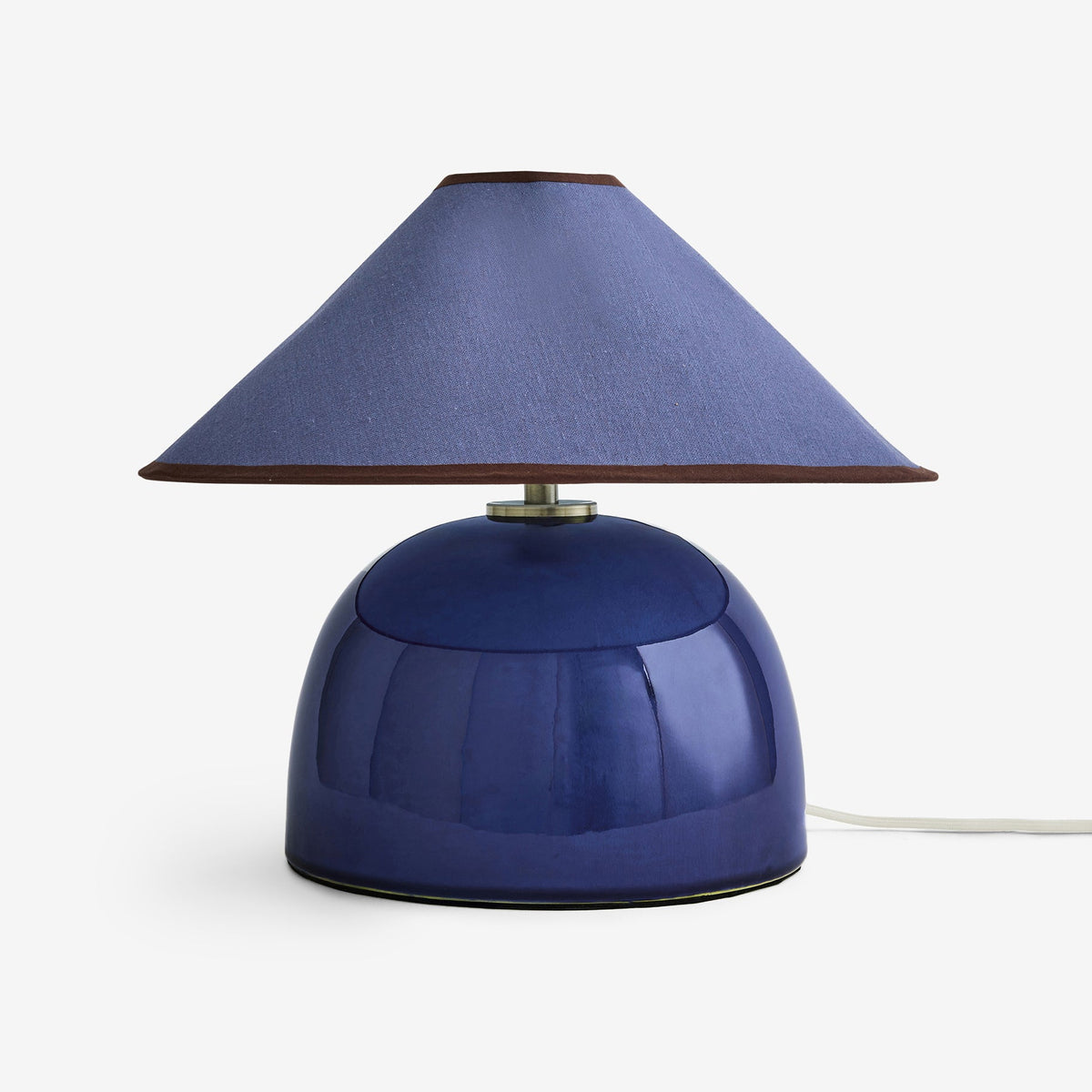 Nora Ceramic Table Lamp in Navy Blue with Navy Blue Linen Shade