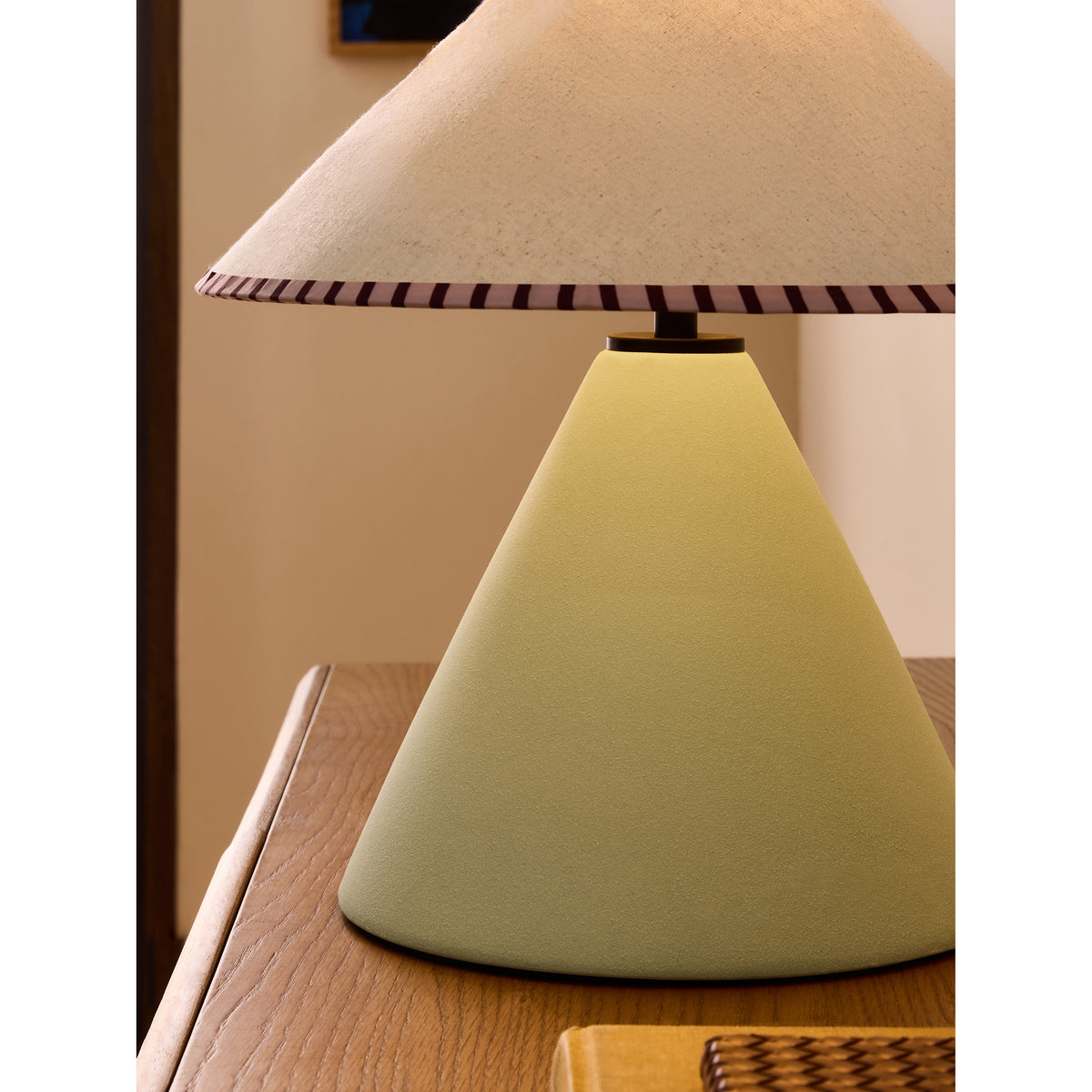 Marlowe Ceramic Table Lamp in Sage Green with Vintage White Fabric Shade