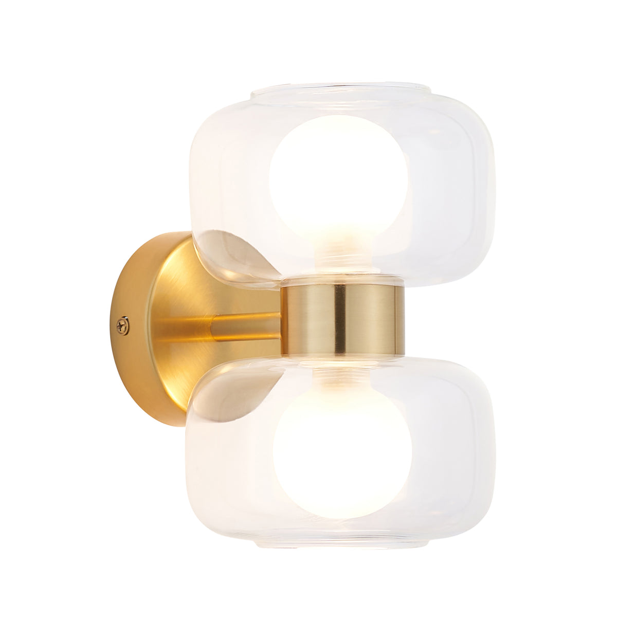 Rossano Up and Down Wall Light in Brass with Clear and Frosted Glass Shades